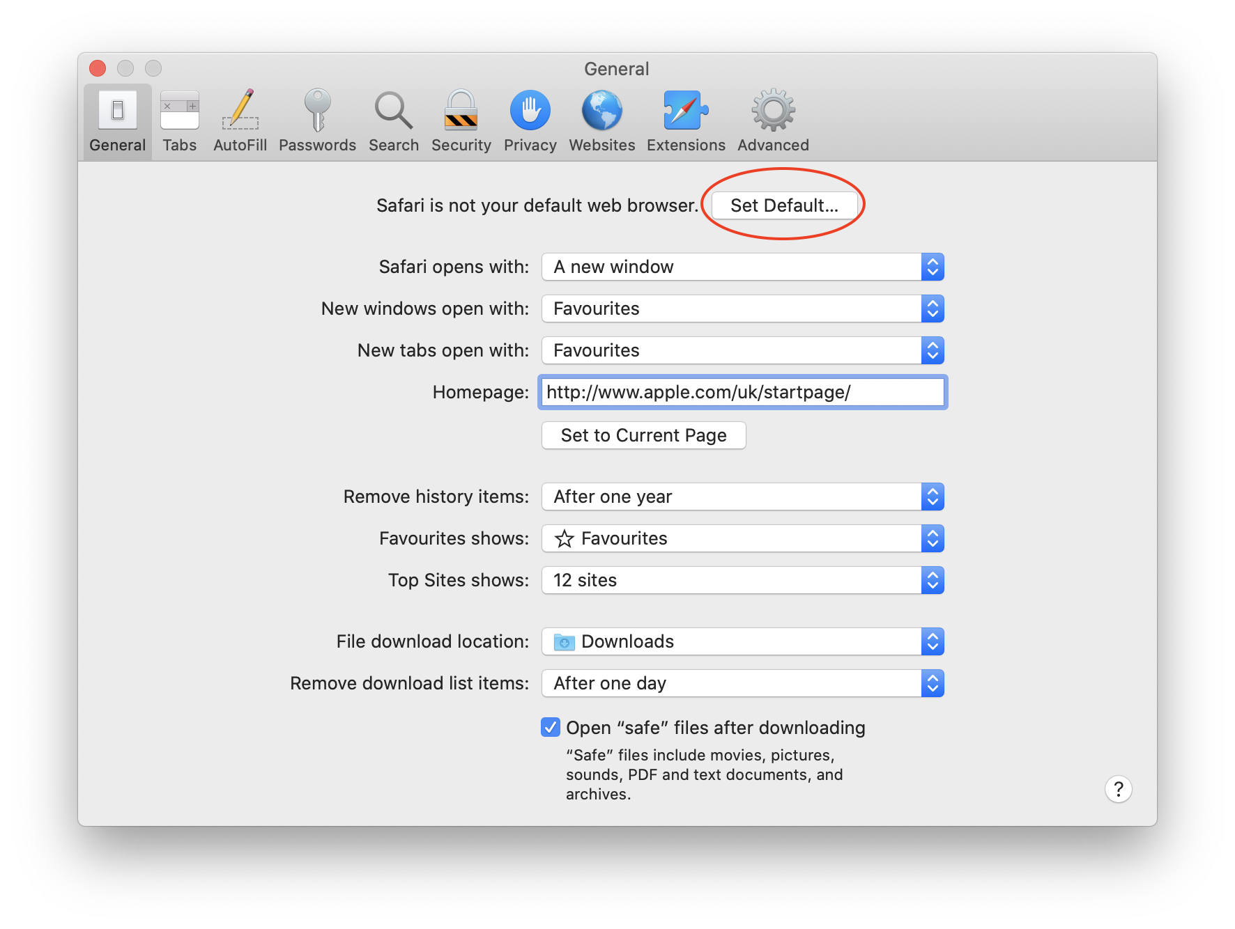 default browser safari mac